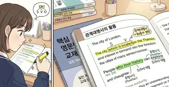 고등학교 영어 내신에서 본문 해석과 문장 구조 분석, 어휘 반복 학습, 문법 적용 및 서술형 대비가 필요하거나 고등학교 1학...